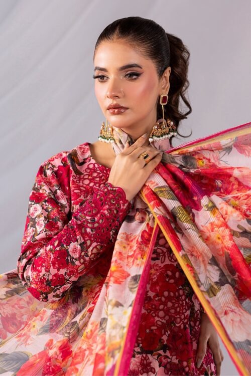 Imrozia Serene | Noor Lawn'25 | Coral | Mahira | Stitched 3 pc