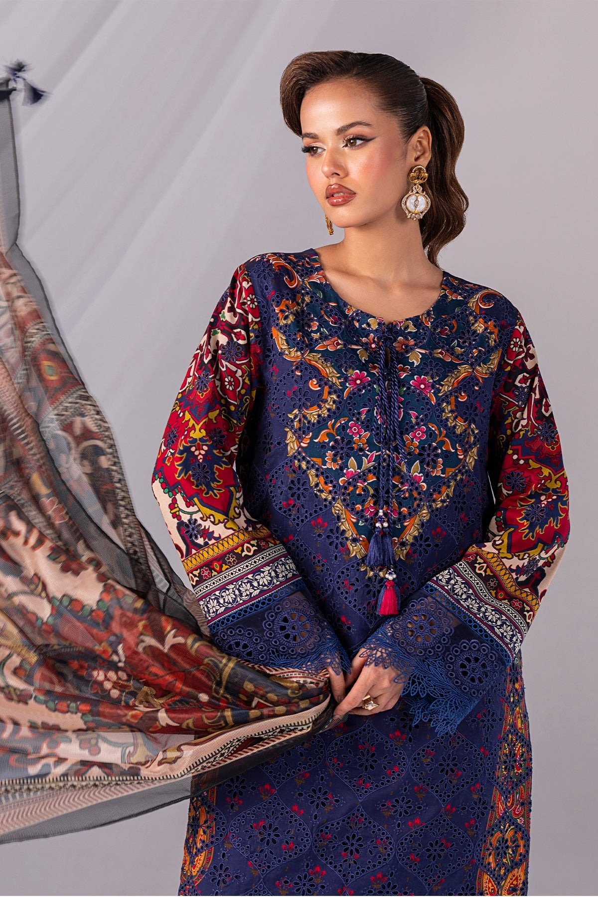 Imrozia Serene | Noor Lawn'25 | Nayrah | Navy Blue | Stitched 3 pc
