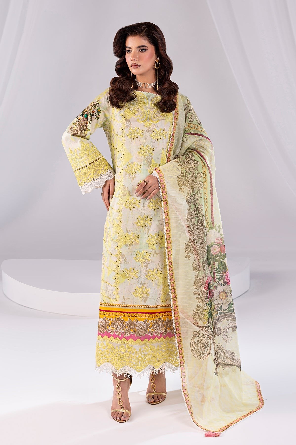 Imrozia Serene | Noor Lawn'25 | Danin | Cream | Stitched 3 pc