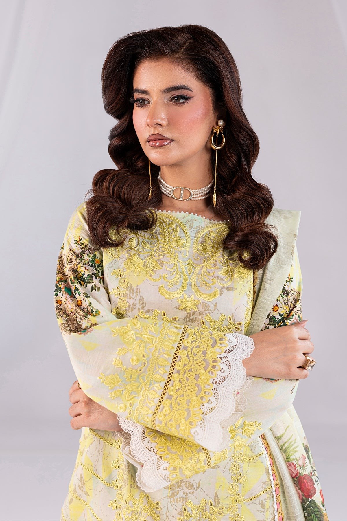 Imrozia Serene | Noor Lawn'25 | Danin | Cream | Stitched 3 pc - Image 3
