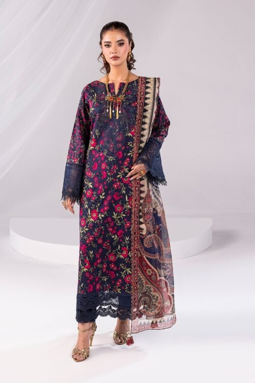 Imrozia Serene | Noor Lawn'25 | Elaf | Blue | Stitched 3 pc