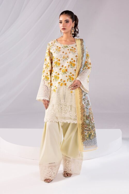 Imrozia Serene | Noor Lawn'25 | Meher | Off White | Stitched 3 pc