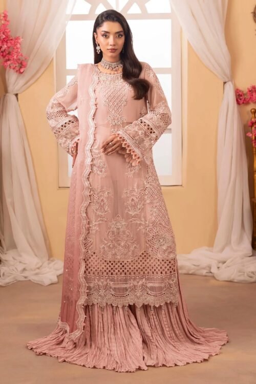 Adan's Libas | Barroco Stitched "Pink" Chiffon Wedding Dresses | 3pc