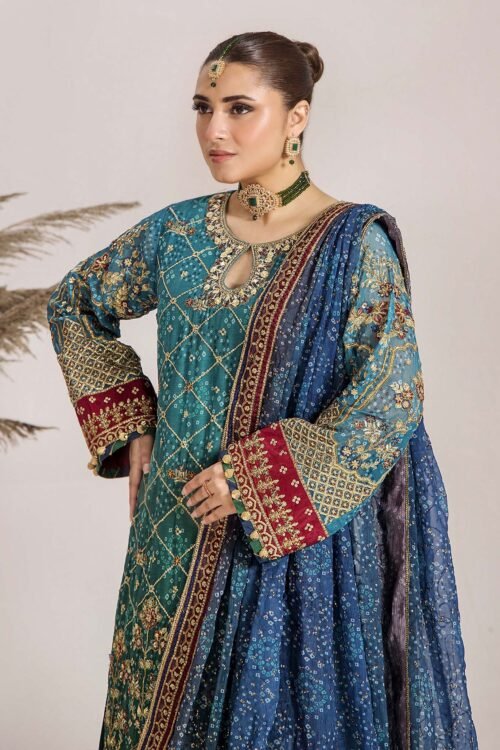 Adan's Libas | Inova Embroidered Stitched D02 "Green & Multicolor" Chiffon | 3 Pcs.