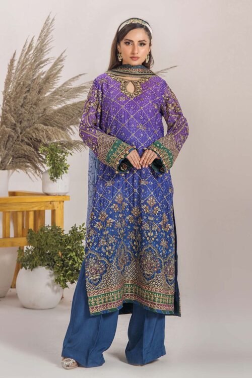 Adan's Libas | Inova Embroidered Chiffon D01 Stitched "Gold & Multicolor" | 3 Pcs