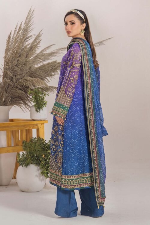 Adan's Libas | Inova Stitched Embroidered D04 Chiffon "Blue & Multicolor" | 3 Pcs