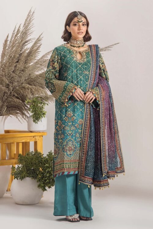 Adan's Libas | Inova Embroidered Stitched D05 "Green & Multicolor" Chiffon | 3 Pcs.