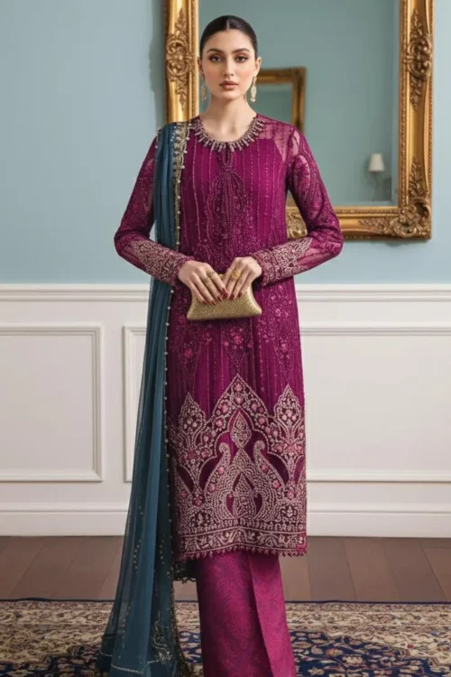 Adan's Libas | Ronak-e-Mehal'2 Semi-Stitched "Red" Wedding Collection D02 | 3 Pcs.