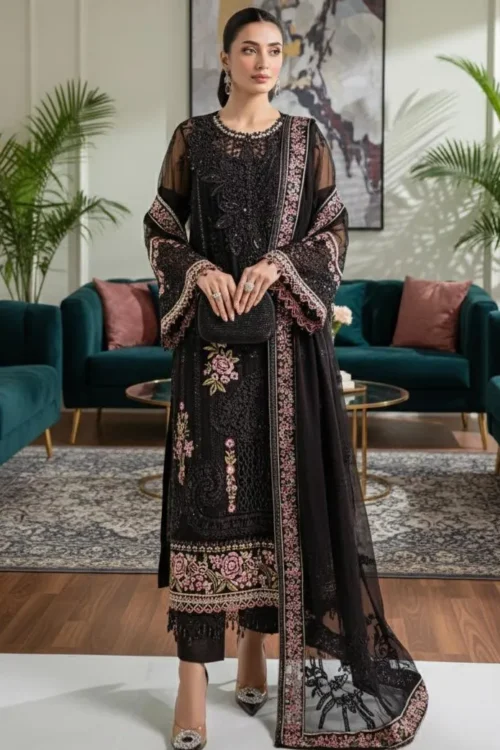 Adan's Libas | Ronak-e-Mehal'2 D03 Semi-Stitched "Blue" Wedding Collection | 3 Pcs.