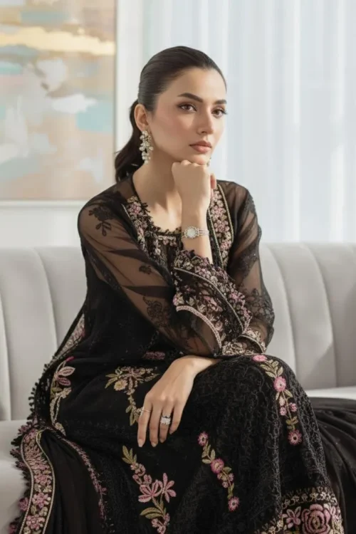 Adan's Libas | Ronak-e-Mehal'2 "Black" D04 Semi-Stitched Wedding Collection | 3 Pcs