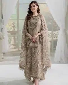 Adan's Libas | Ronak-e-Mehal'2 "Brown" Semi-Stitched Wedding Collection D07 | 3 Pcs