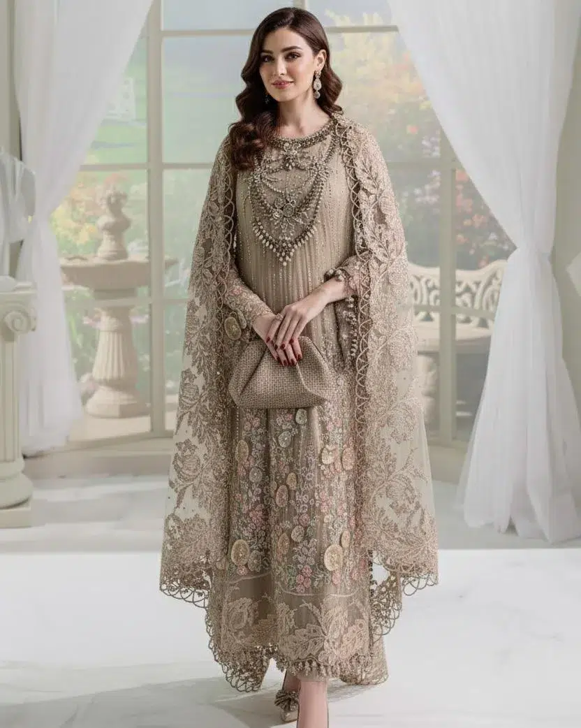 Adan's Libas | Ronak-e-Mehal'2 "Brown" Semi-Stitched Wedding Collection D06 | 3 Pcs