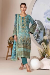 Adan's Libas | Inlays Nova Stitched Embroidered Chiffon "Blue" Festive Wear | 3 Pcs.
