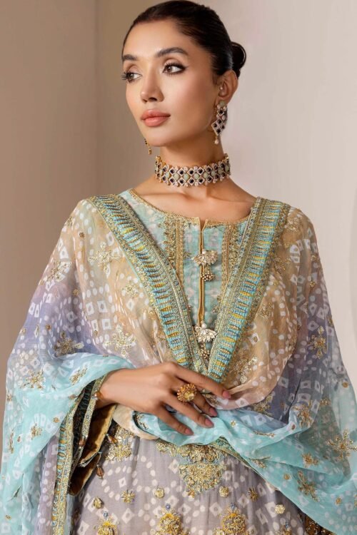 Adan's Libas | Inlays Nova Embroidered Chiffon "Gold" Festive Wear Stitched | 3 Pcs.