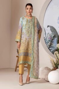 Adan's Libas | Inlays Nova Embroidered Chiffon "Gold" Festive Wear Stitched | 3 Pcs.