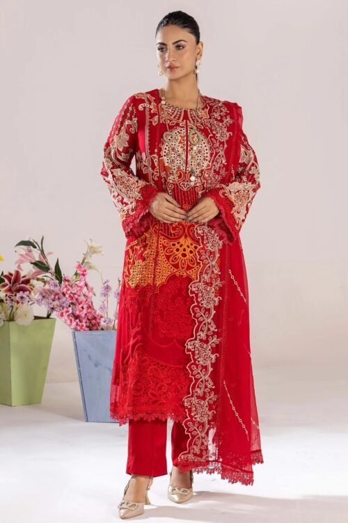 Adan's Libas Zoya By Jasmin Chiffon "Red" Stitched Formal Festive Wear - 3 pcs