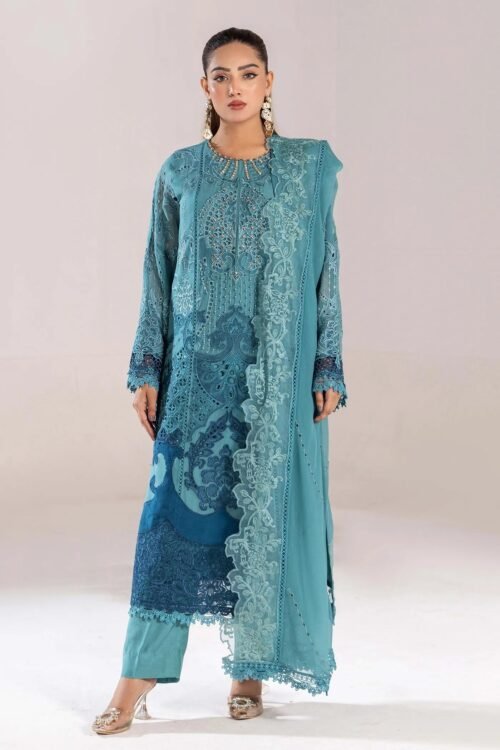 Adan's Libas Zoya By Jasmin Chiffon "Blue" Stitched Formal Festive Wear - 3 pcs