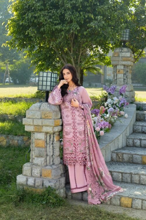 Elaf | Luxury Lawn 26 Unstitched Formal Festive Wear "Pink" | 3 Pcs.