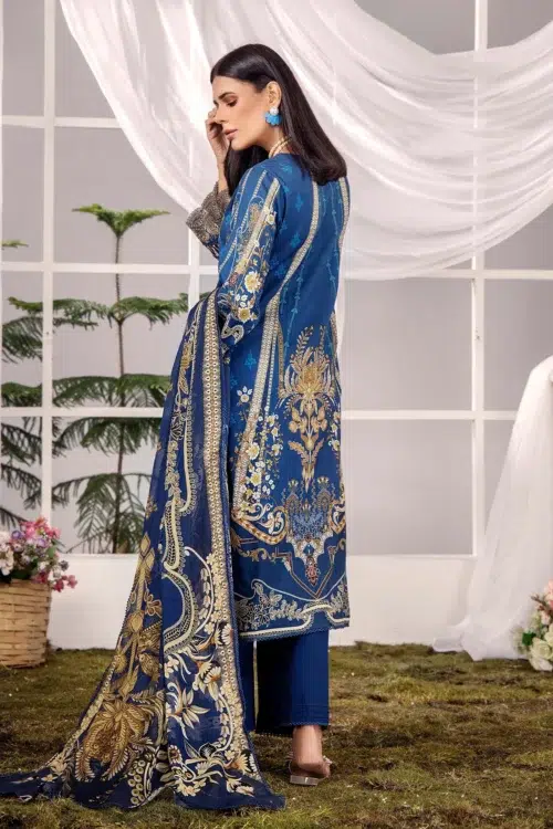 Adan's Libas | Adan's Prints Unstitched Lawn 2026 Formal Festive Wear D010 "Blue" | 3 Pcs.