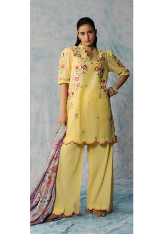 Zara Shahjahan | Coco Lawn Unstitched Formal Festive Wear "Yellow" | 3 Pcs.