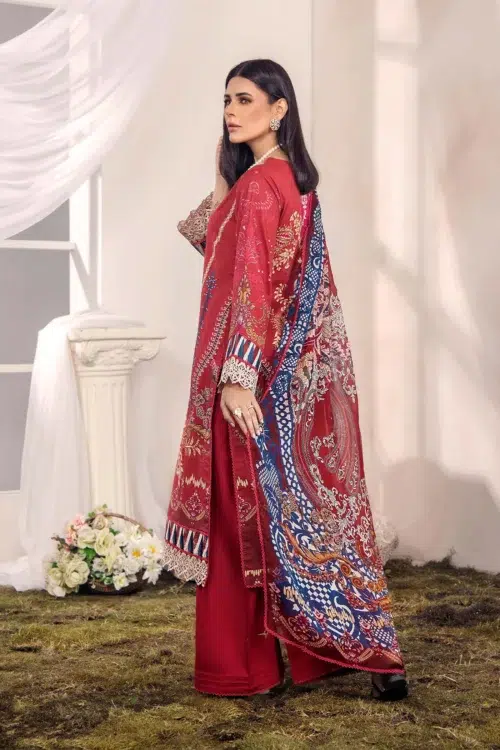 Adan's Libas | Adan's Prints Unstitched Lawn 2026 Formal Festive Wear D011 "Red" | 3 Pcs.