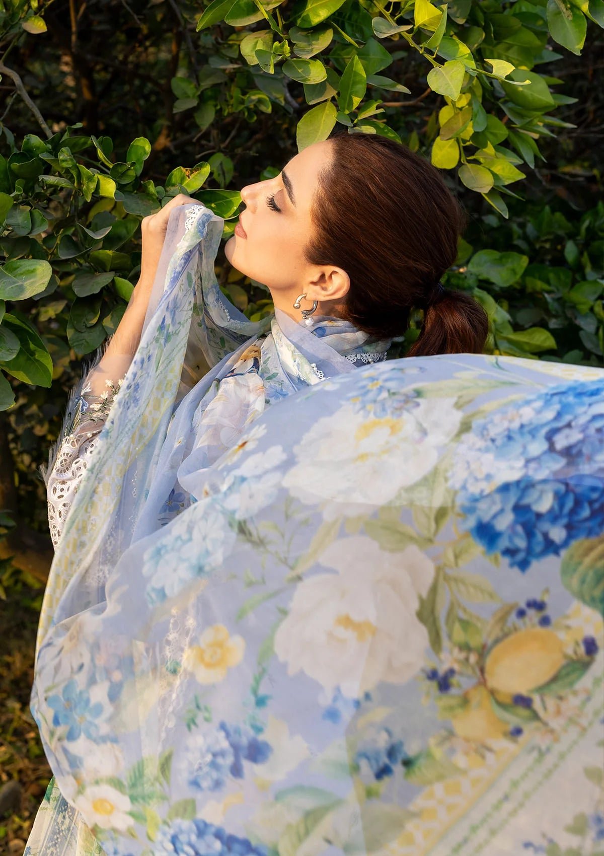 Elaf | Luxury Lawn 26 Unstitched Formal Festive Wear "Blue" | 3 Pcs. - Image 2