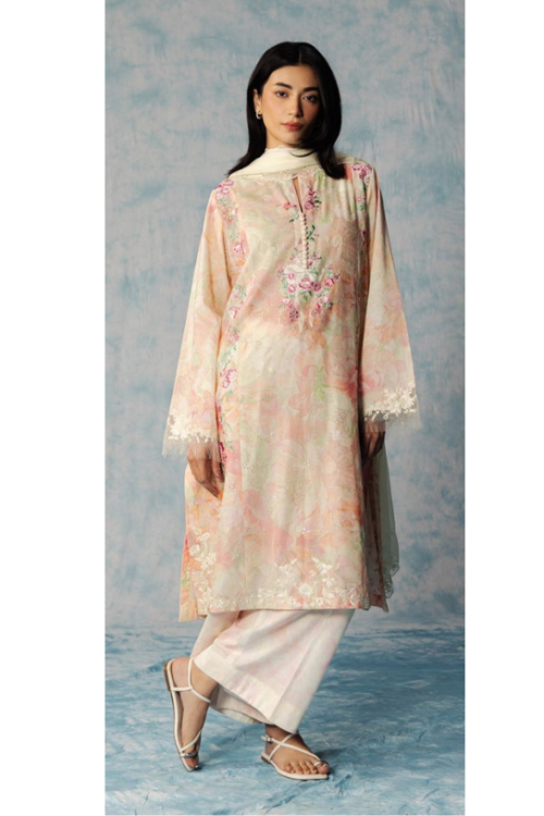 Zara Shahjahan | Coco Lawn Unstitched Formal Festive Wear "Pink" | 3 Pcs.