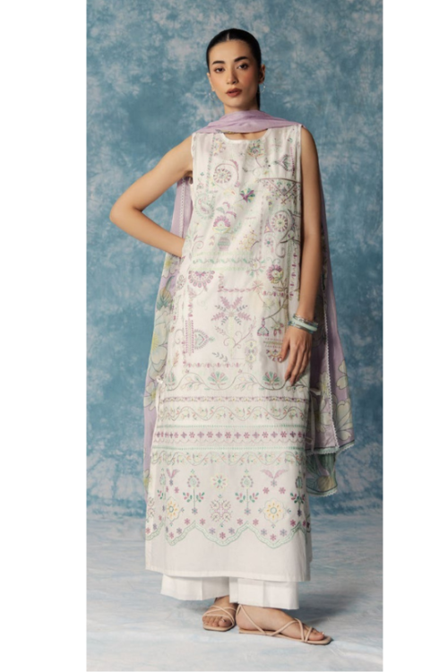 Zara Shahjahan | Coco Lawn Unstitched Formal Festive Wear "White" | 3 Pcs.