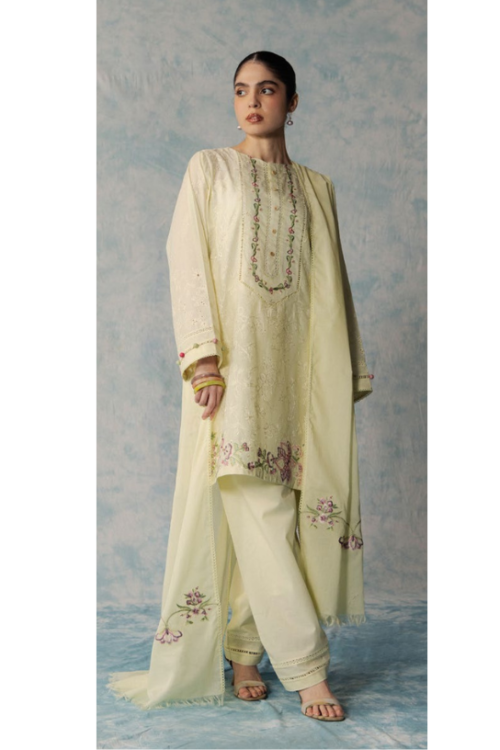 Zara Shahjahan | Coco Lawn Unstitched Formal Festive Wear "Yellow" | 3 Pcs.