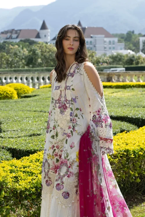 Elaf | Signature Digital 2026 1A Unstitched "White" Formal Festive Wear | 3 Pcs.