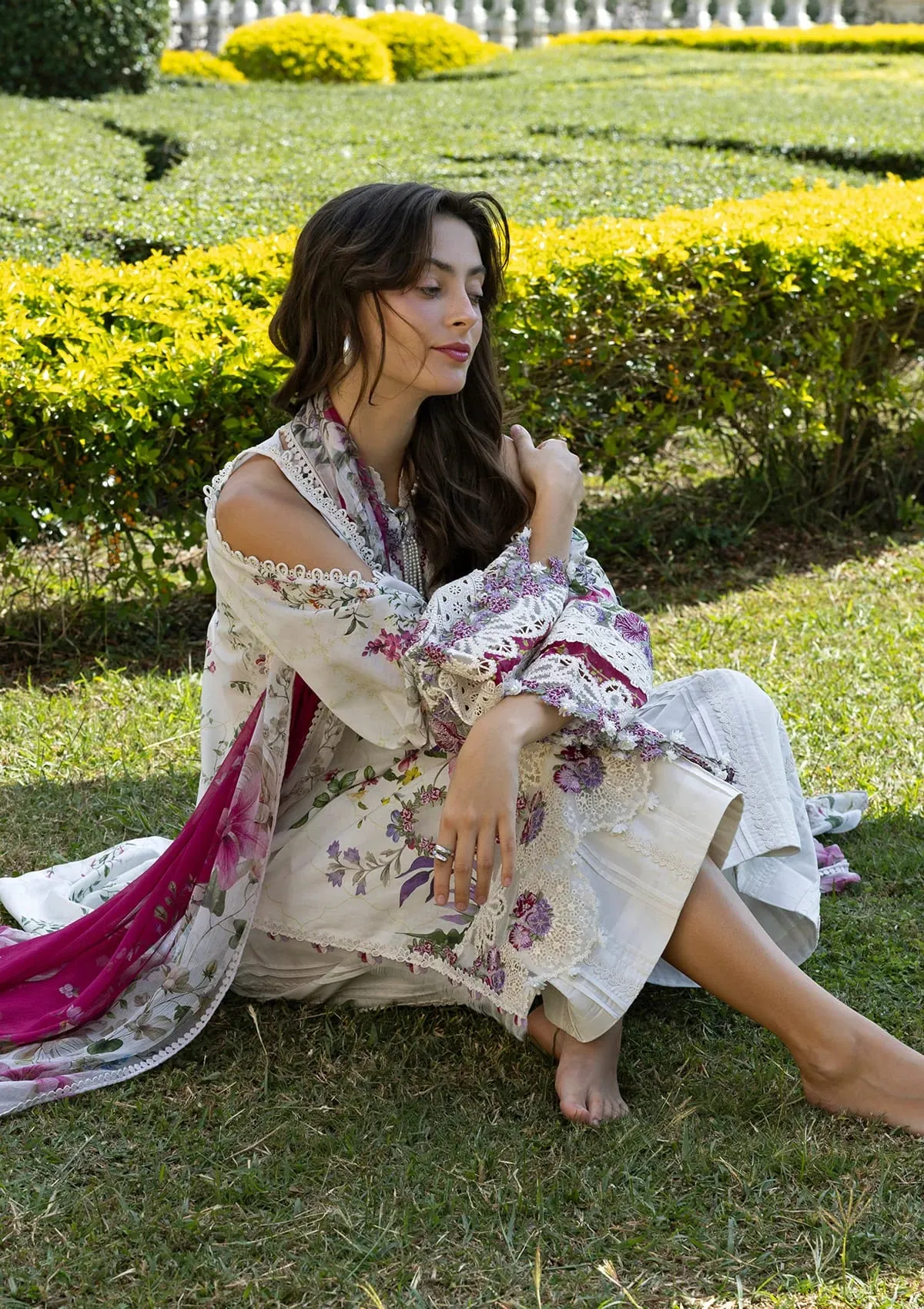 Elaf | Signature Digital 2026 1A Unstitched "White" Formal Festive Wear | 3 Pcs. - Image 4