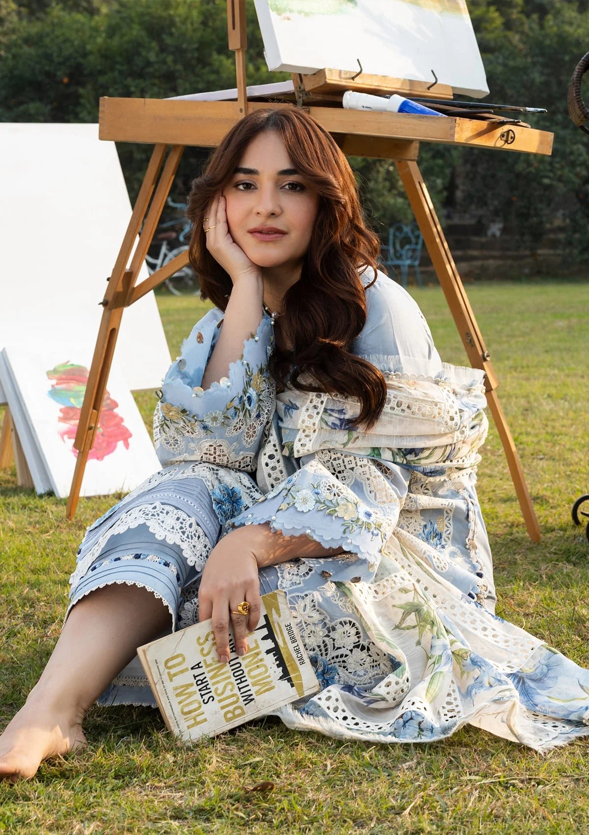 Elaf | Luxury Lawn 26 Unstitched Formal Festive Wear "Blue" | 3 Pcs. - Image 3