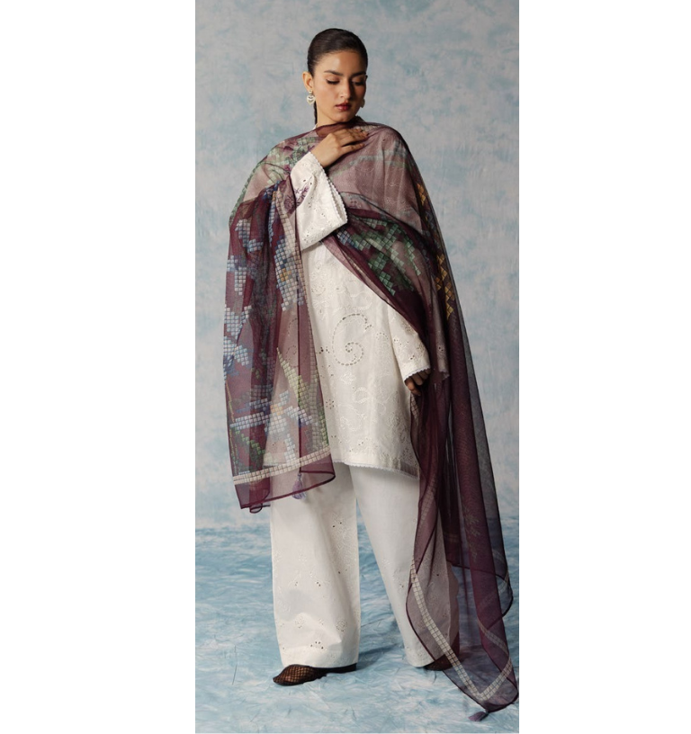 Zara Shahjahan | Coco Lawn Unstitched Formal Festive Wear "White" | 3 Pcs.