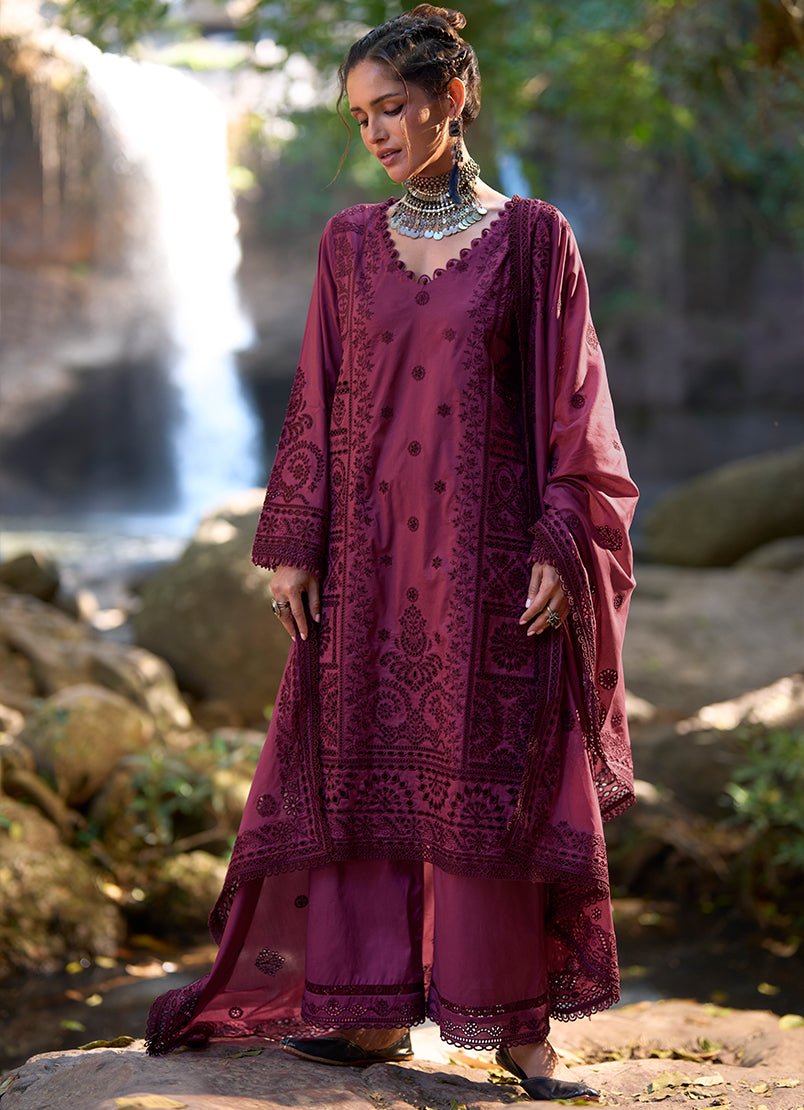 Image | Lawnkari Luxury'26 Formal Festive Wear Unstitched "Red" D29 | 3pcs.