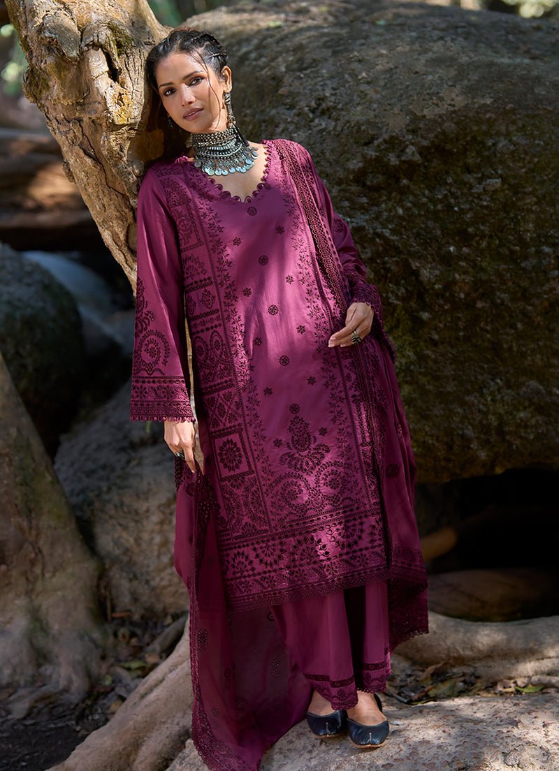 Image | Lawnkari Luxury'26 Formal Festive Wear Unstitched "Red" D29 | 3pcs. - Image 2