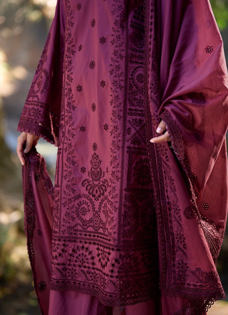 Image | Lawnkari Luxury'26 Formal Festive Wear Unstitched "Red" D29 | 3pcs. - Image 3