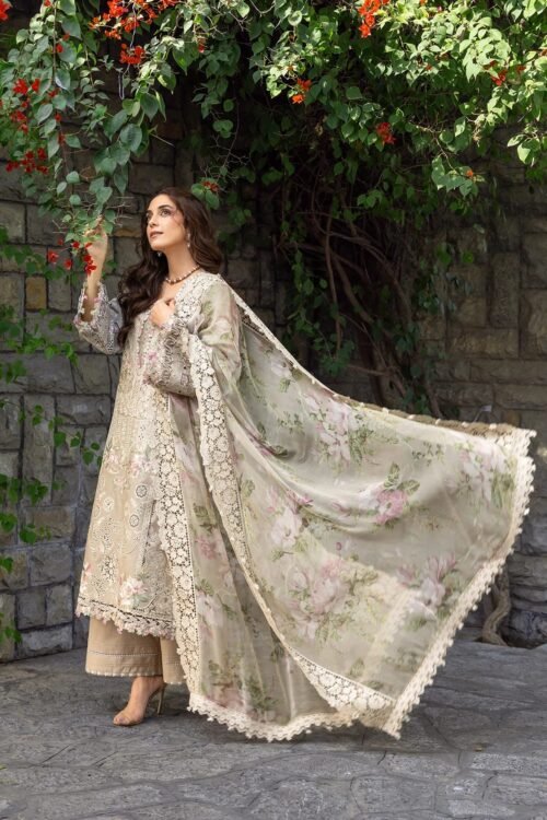 Elaf | Luxury Lawn 26 Unstitched Formal Festive Wear "Grey" | 3 Pcs.