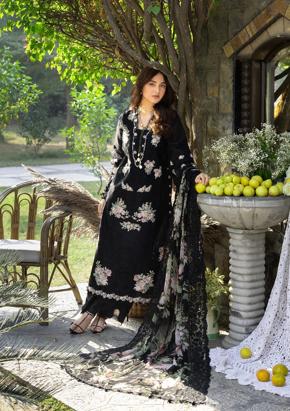 Elaf | Luxury Lawn 26 Unstitched Formal Festive Wear "Black" | 3 Pcs. - Image 3