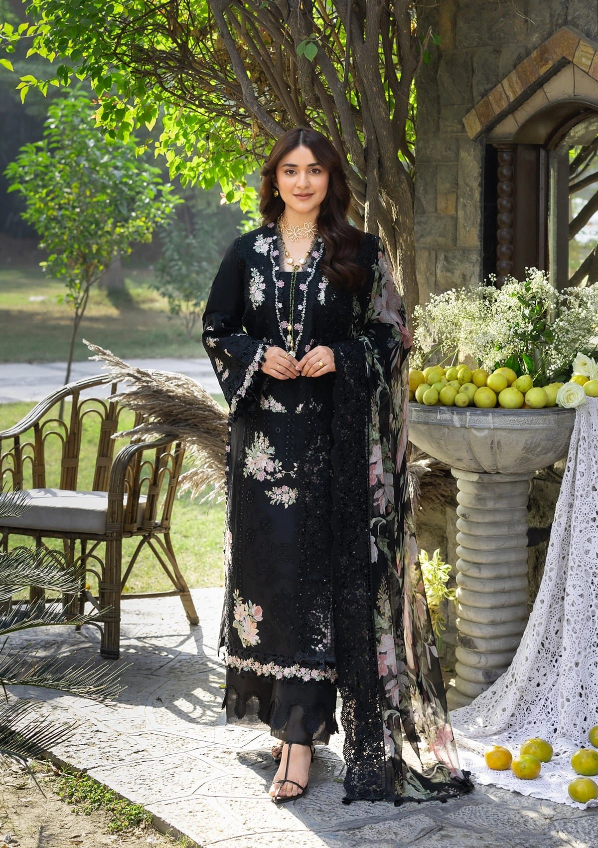 Elaf | Luxury Lawn 26 Unstitched Formal Festive Wear "Black" | 3 Pcs. - Image 4