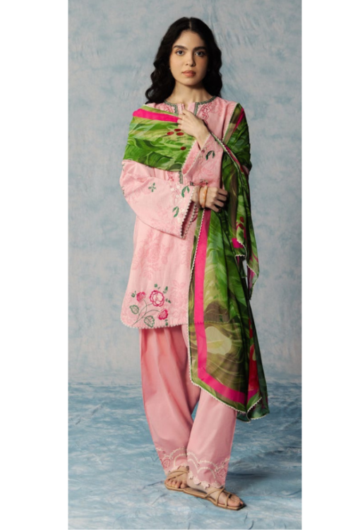 Zara Shahjahan | Coco Lawn Unstitched Formal Festive Wear "Pink" | 3 Pcs.