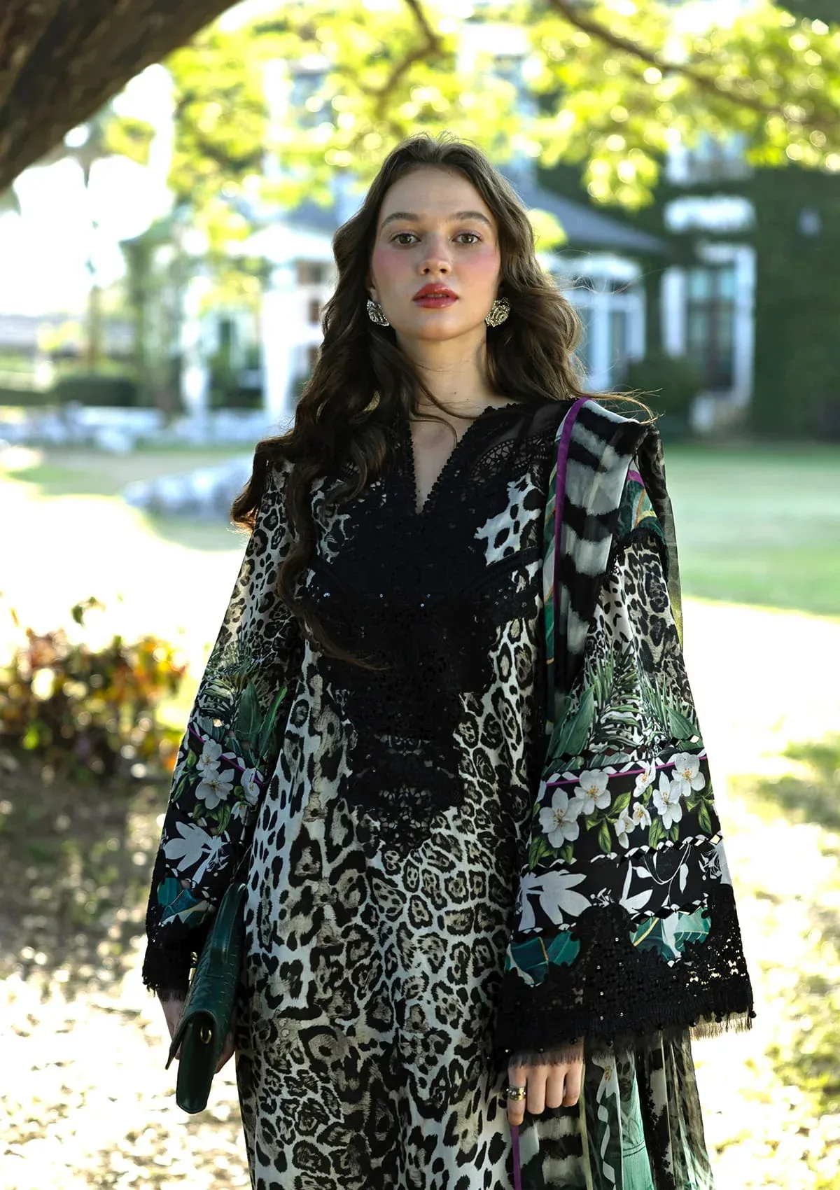 Elaf | Signature Digital 2026 3A Unstitched Formal Festive Wear "Black" | 3 Pcs.