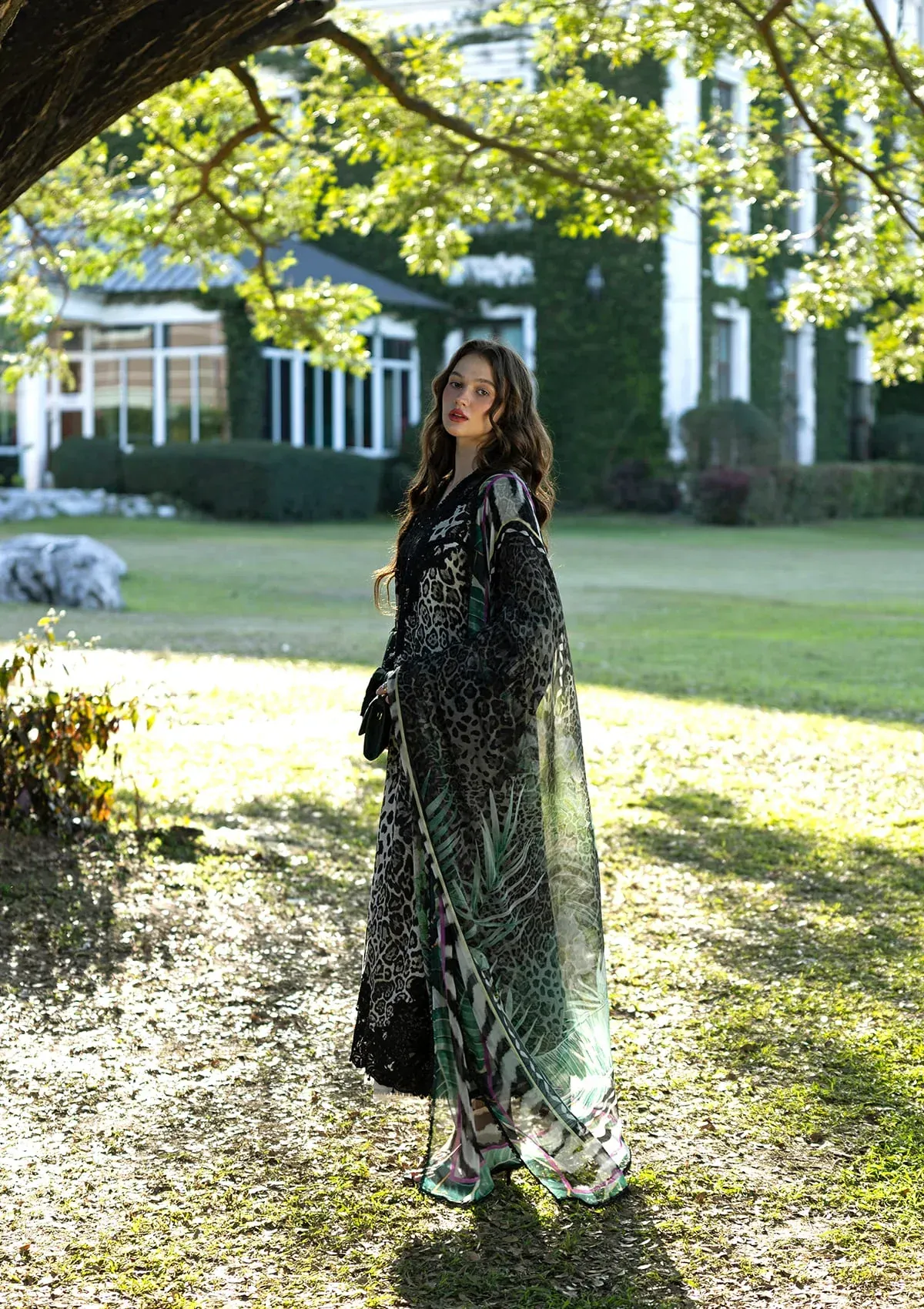 Elaf | Signature Digital 2026 3A Unstitched Formal Festive Wear "Black" | 3 Pcs. - Image 2