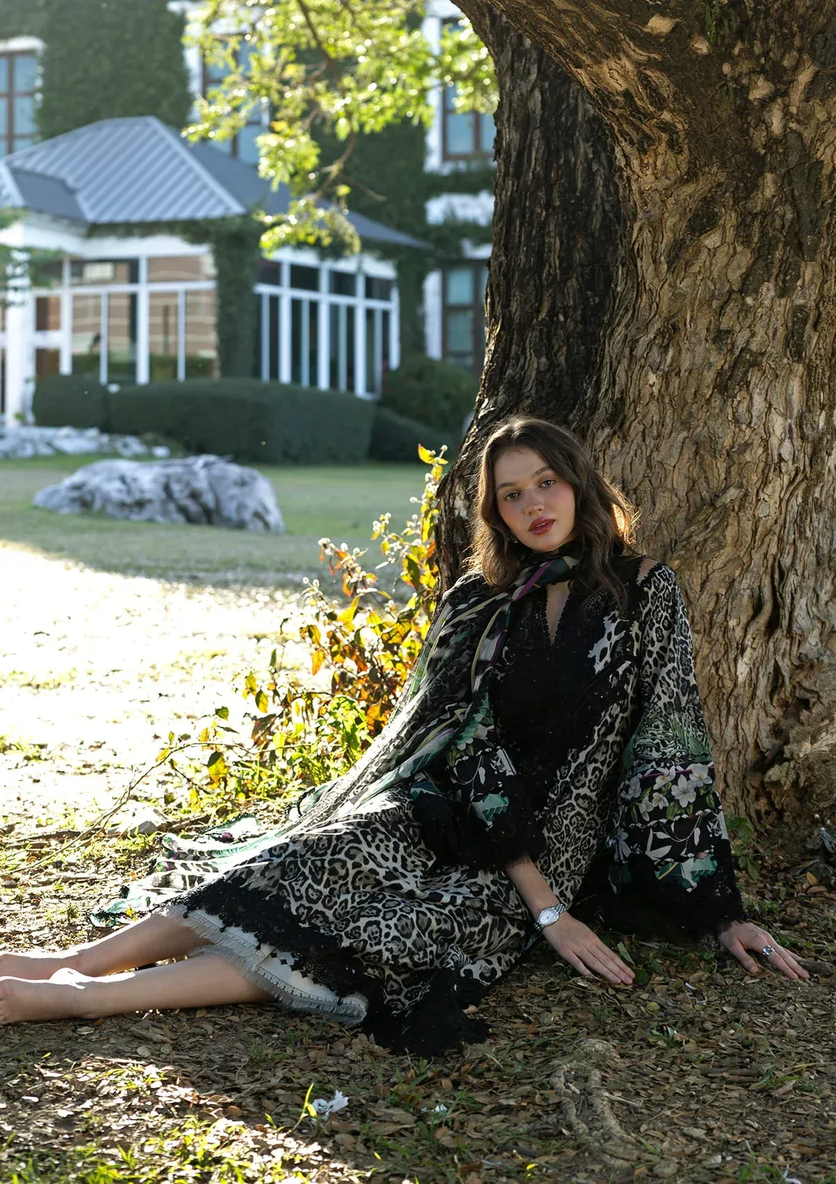 Elaf | Signature Digital 2026 3A Unstitched Formal Festive Wear "Black" | 3 Pcs. - Image 3