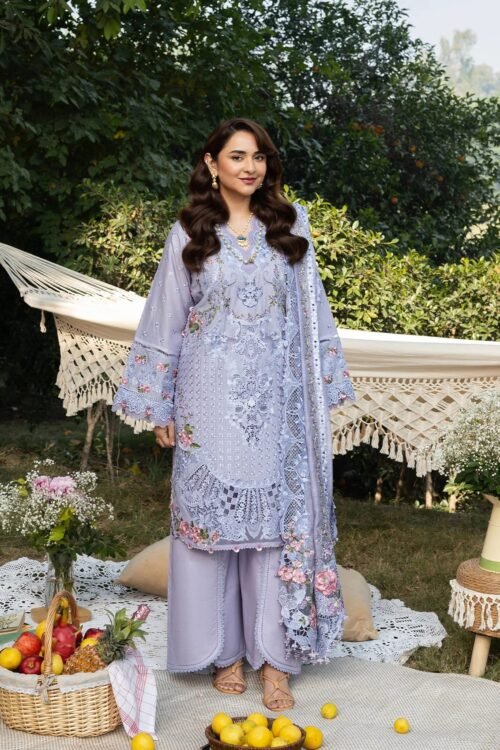 Elaf | Luxury Lawn 26 Unstitched Formal Festive Wear "Blue" | 3 Pcs.