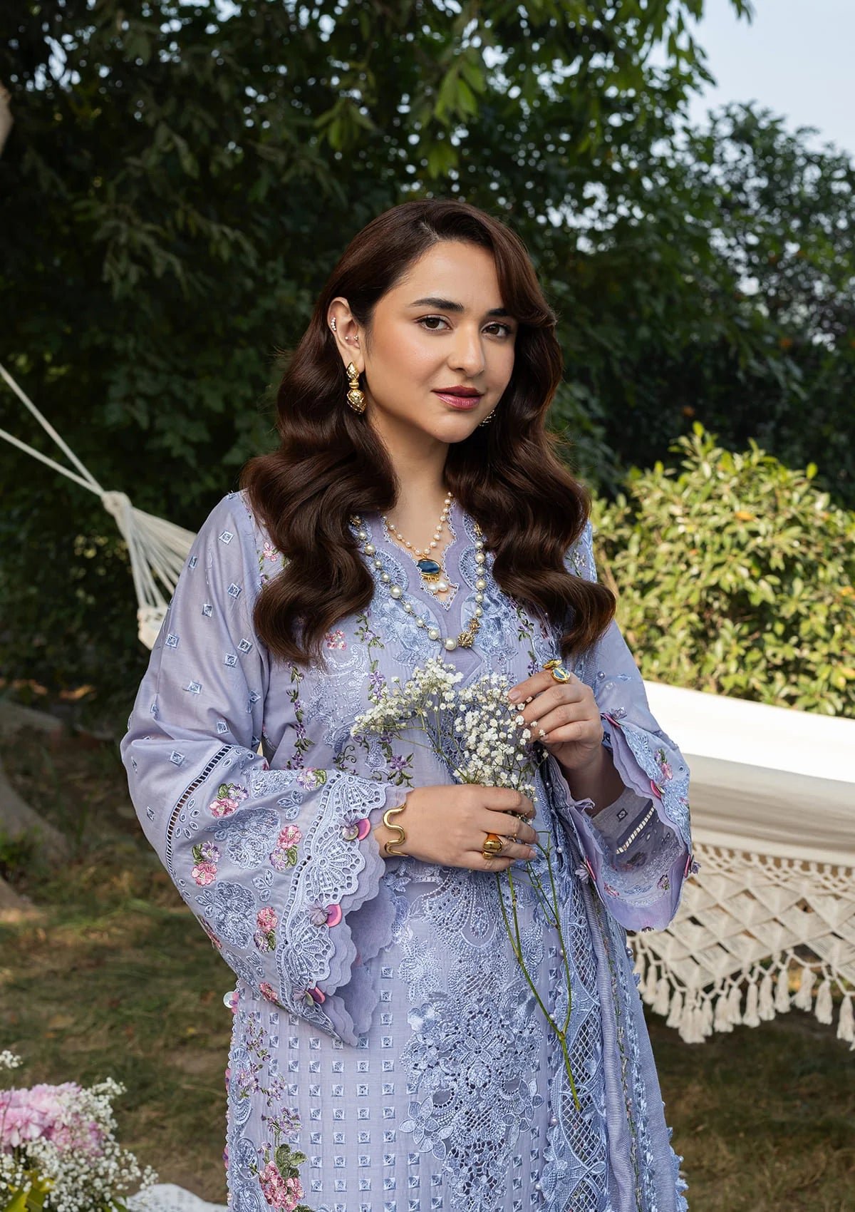 Elaf | Luxury Lawn 26 Unstitched Formal Festive Wear "Blue" | 3 Pcs. - Image 3