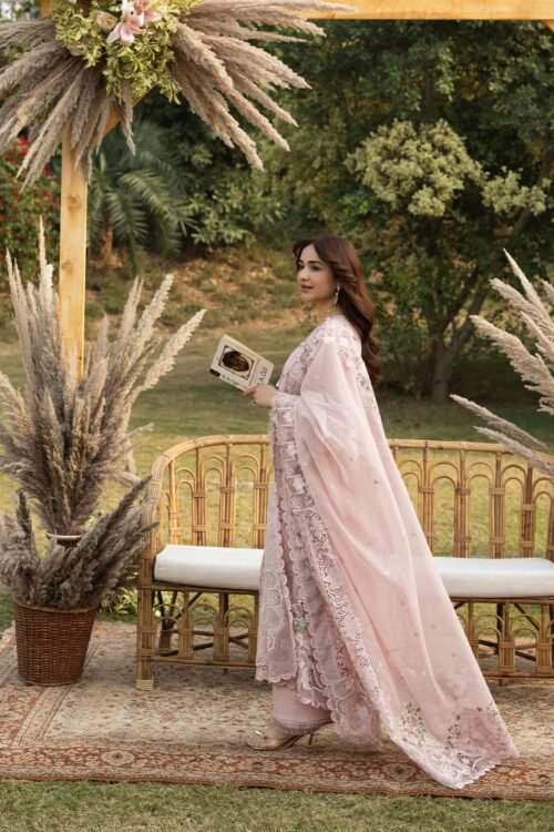 Elaf | Luxury Lawn 26 Unstitched Formal Festive Wear "Pink" | 3 Pcs.