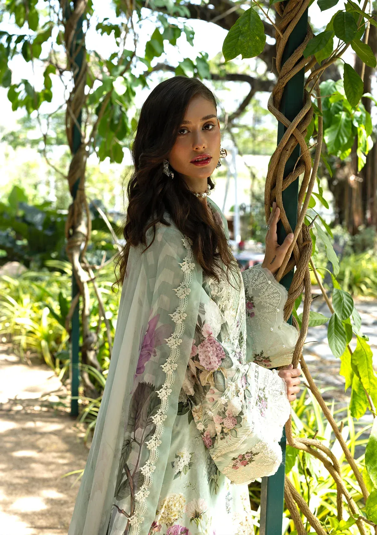 Elaf | Signature Digital 2026 4B Unstitched Formal Festive Wear "Green" | 3 Pcs. - Image 2