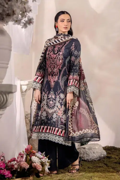 Adan's Libas | Adan's Prints Unstitched Lawn 2026 D06 "Black" Formal Festive Wear | 3 Pcs.