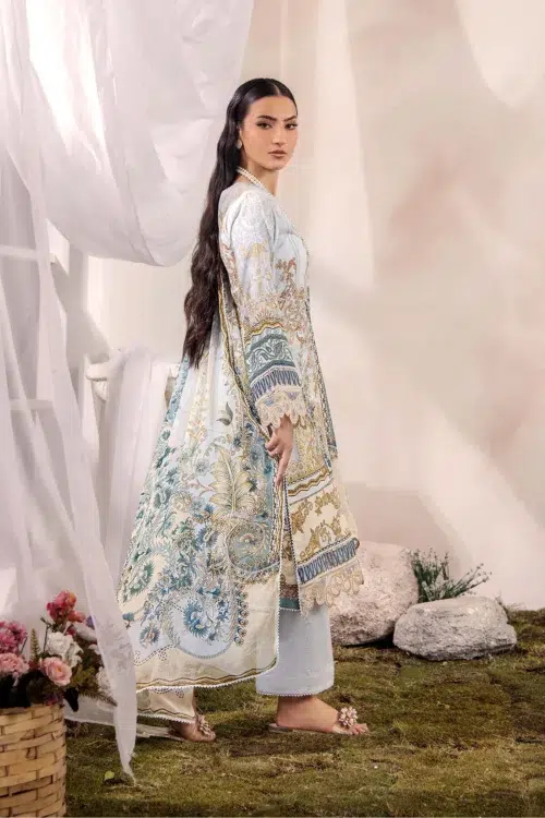 Adan's Libas | Adan's Prints Unstitched Lawn 2026 "Blue" Formal Festive Wear D08 | 3 Pcs.