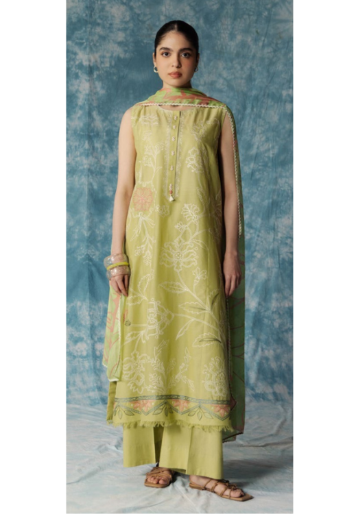 Zara Shahjahan | Coco Lawn Unstitched Formal Festive Wear "Green" | 3 Pcs.